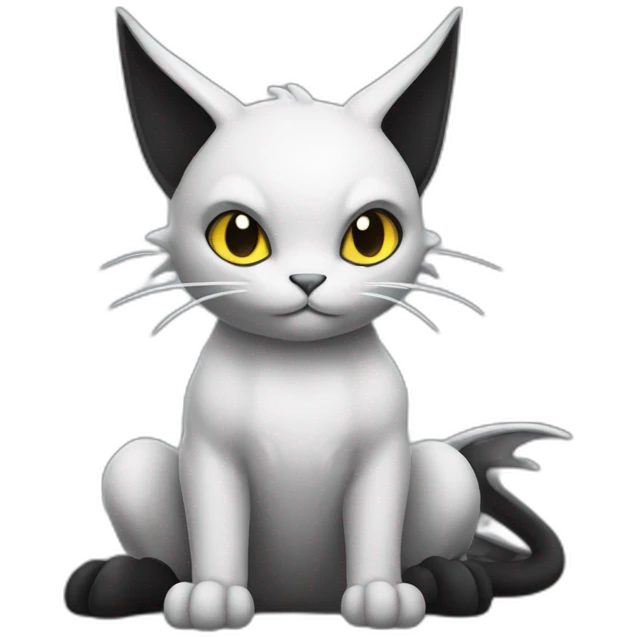 Sitting-Black-and-White-face-cat-dragon-type-pokemon emoji