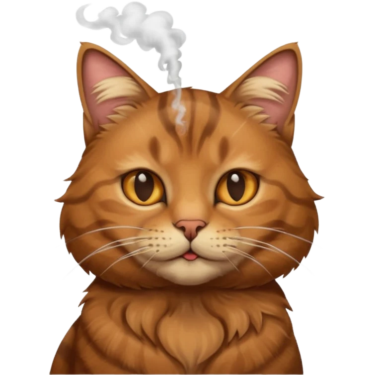 brown cat smoking emoji