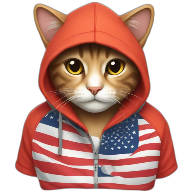 a cat wearing a hoodie with that flag🇵🇸 emoji