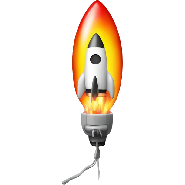 rocket with electric plug from the bottom with wire instead of fire emoji