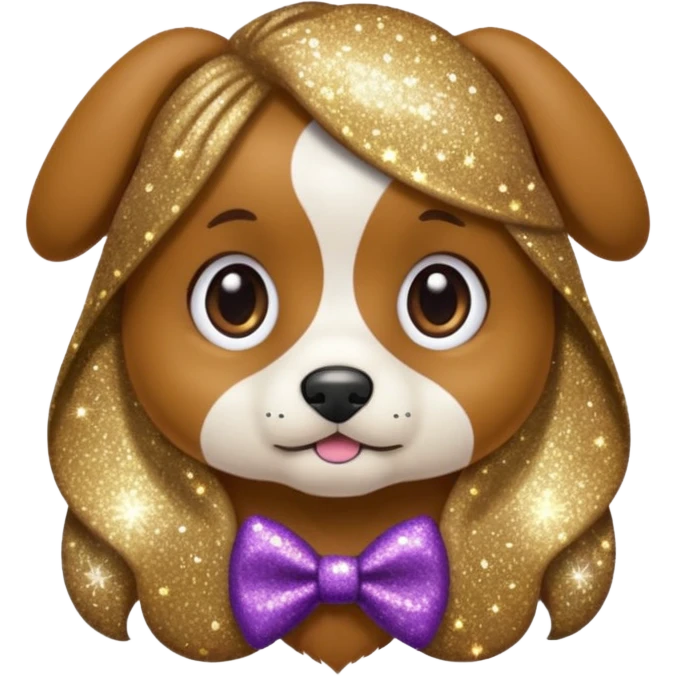 Cachorro com gravata roxa com glitter emoji