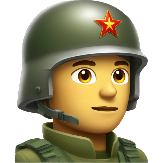 ussr soldier serious with military helmet emoji