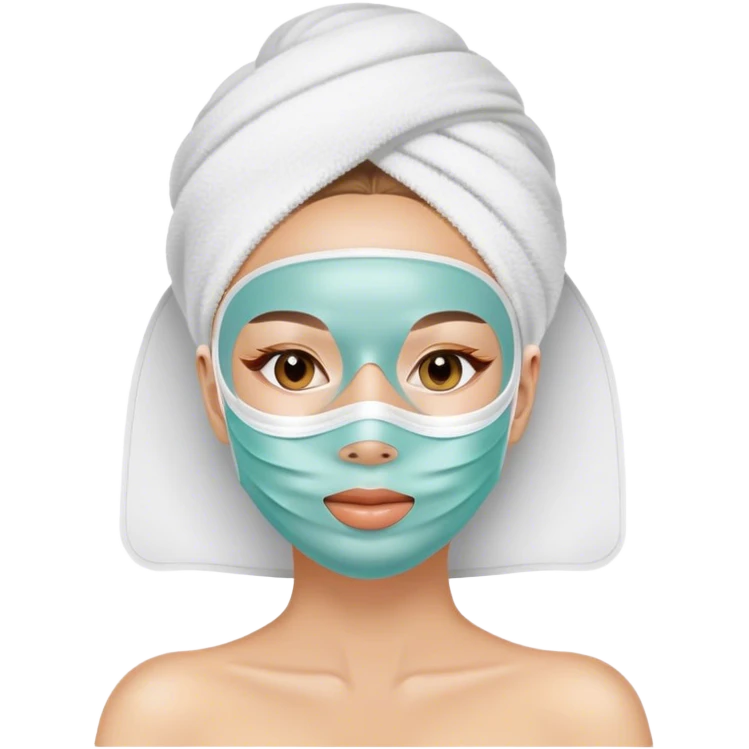 Lady with face mask spa beauty full face relaxing emoji