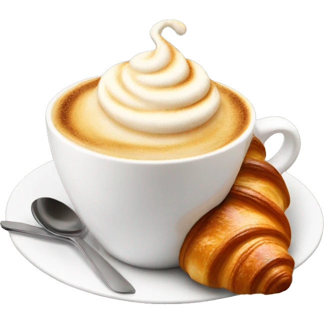 Cup of cappuccino with croissant emoji