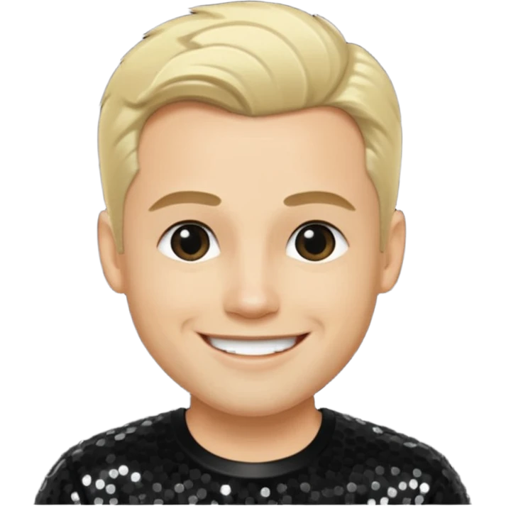 David Silveria from Korn with blonde hair, light skin, black sequin outfit emoji