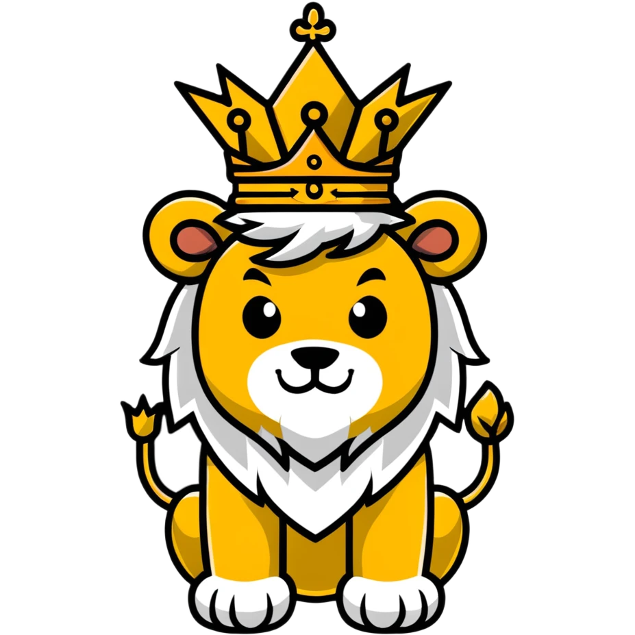 cute lion head with crown on top emoji