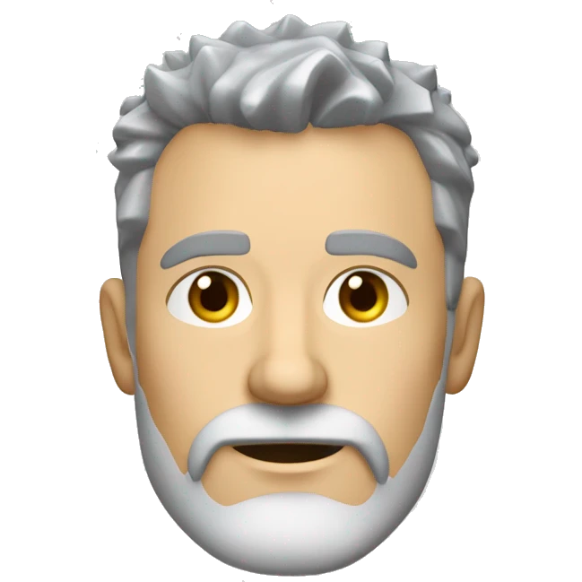 54 year old white male with grey short spiky messy hair and a grey goatee beard emoji