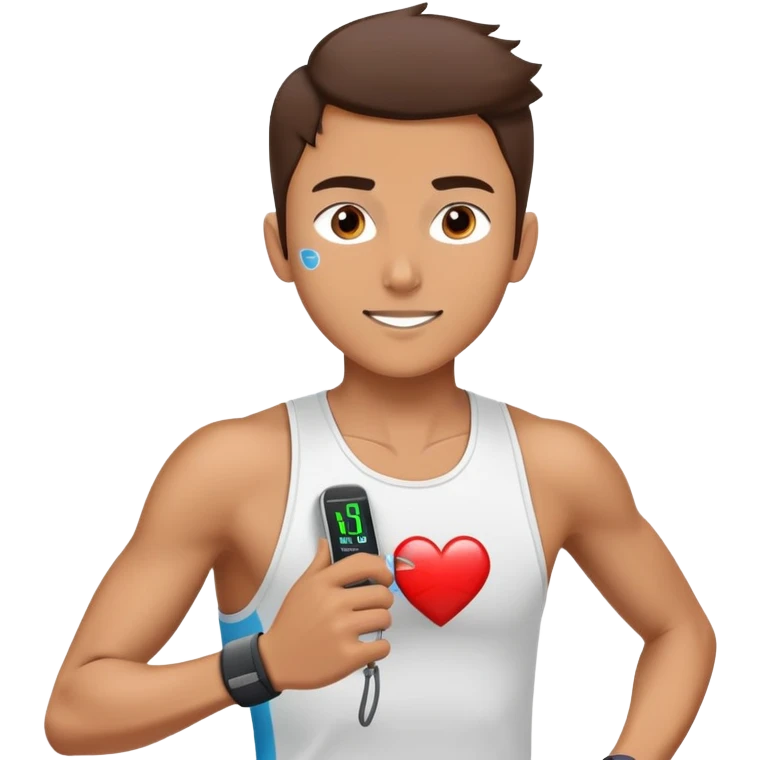 Runner with heart rate monitor and oxygen measurement indicator, VO2 max fitness test emoji