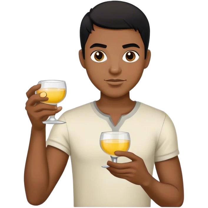 black college guy, black hair, dark eyes, holding tequila  emoji