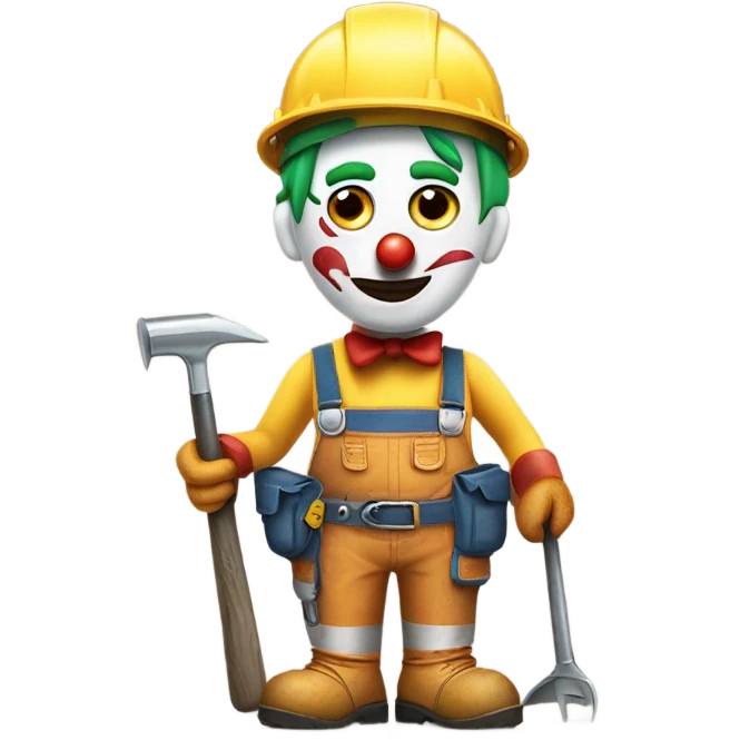 Sad clown working construction emoji