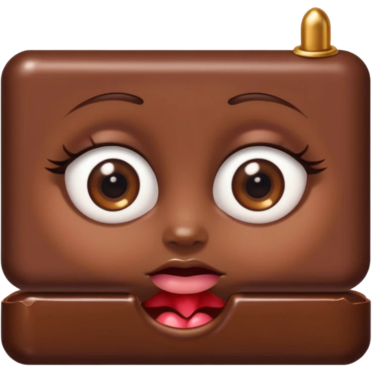chocolate with eyes and earrings emoji