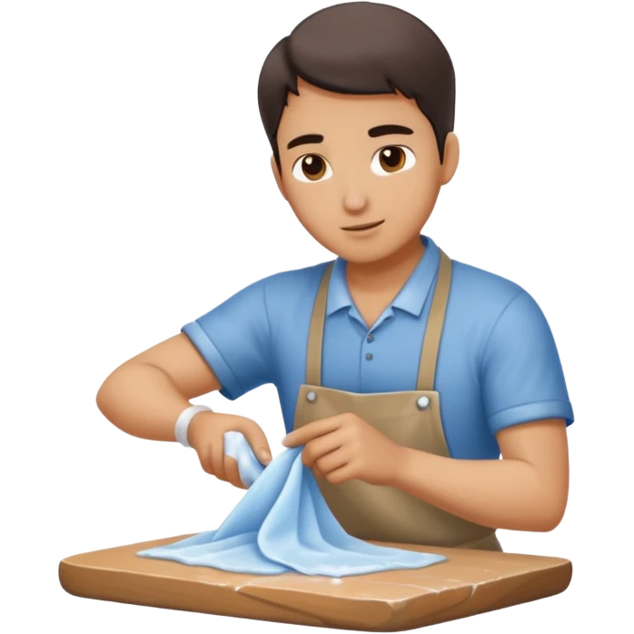 Sculptor polishing with cloth,Ice. emoji