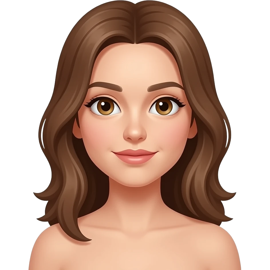 Naked girl, white on face, blushing emoji