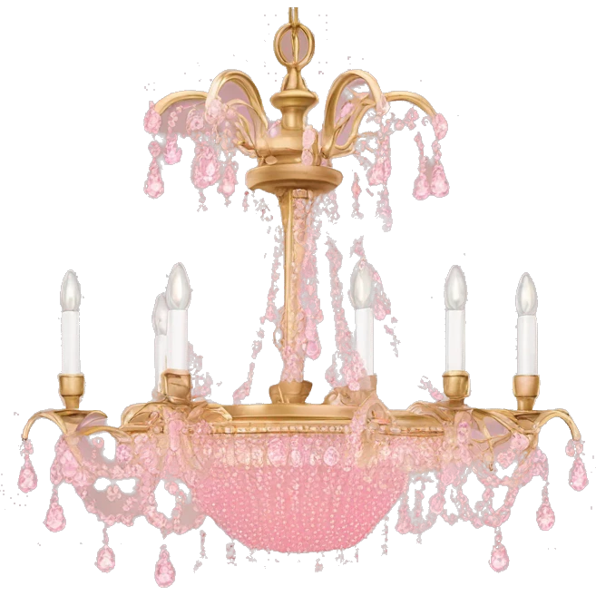 Light pink chandelier with clear crystals hanging  emoji