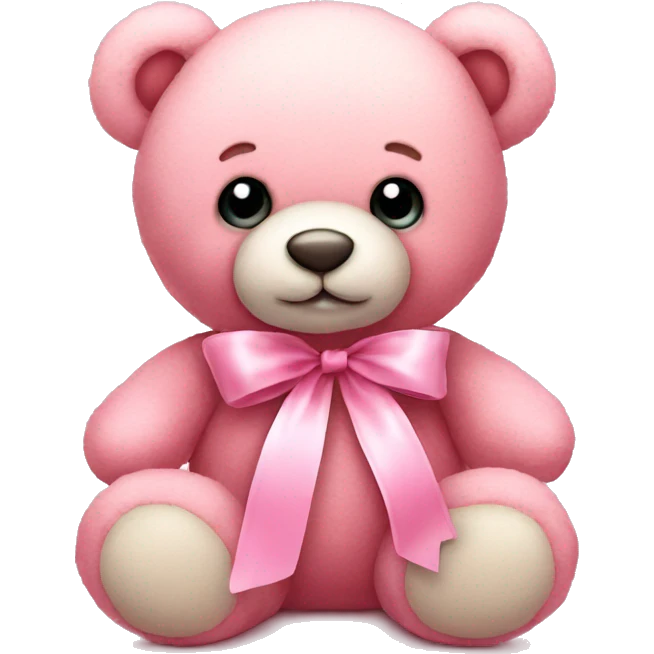 Soft pink teddy bear with pink ribbon emoji