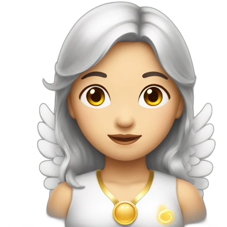 Asian female angel with halo emoji