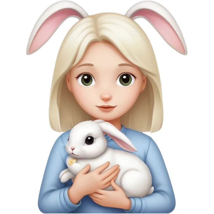 a girl holding a bunny emoji