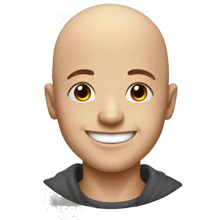 happy bald boy drawing portrait emoji