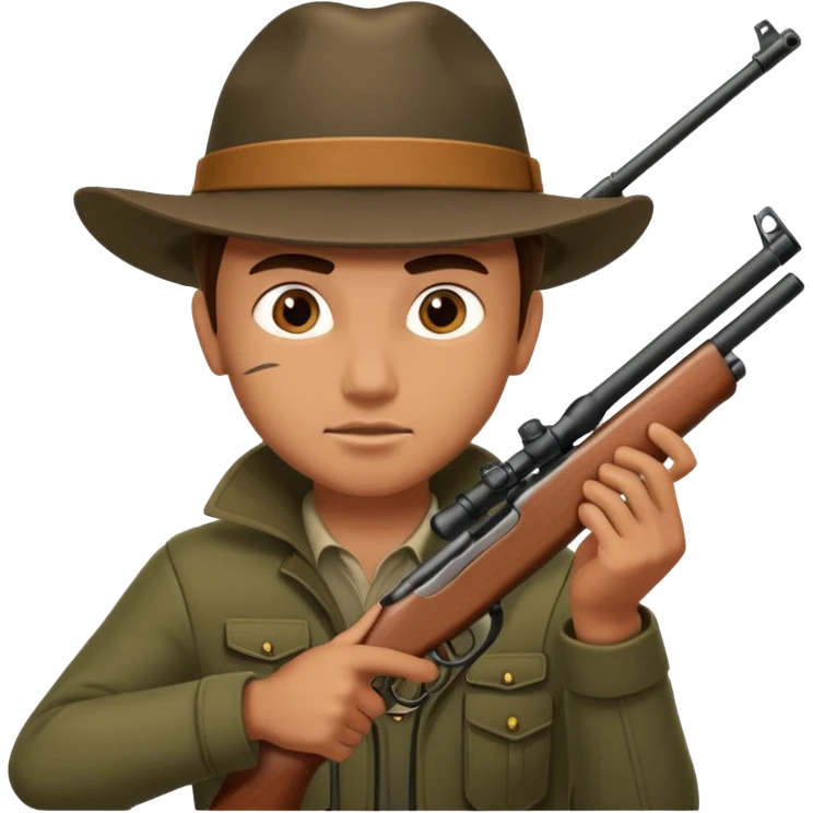 male hunter aiming a rifle, minimal background emoji