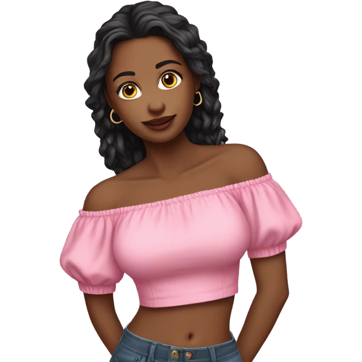 Realistic pink off shoulder top, isolated emoji