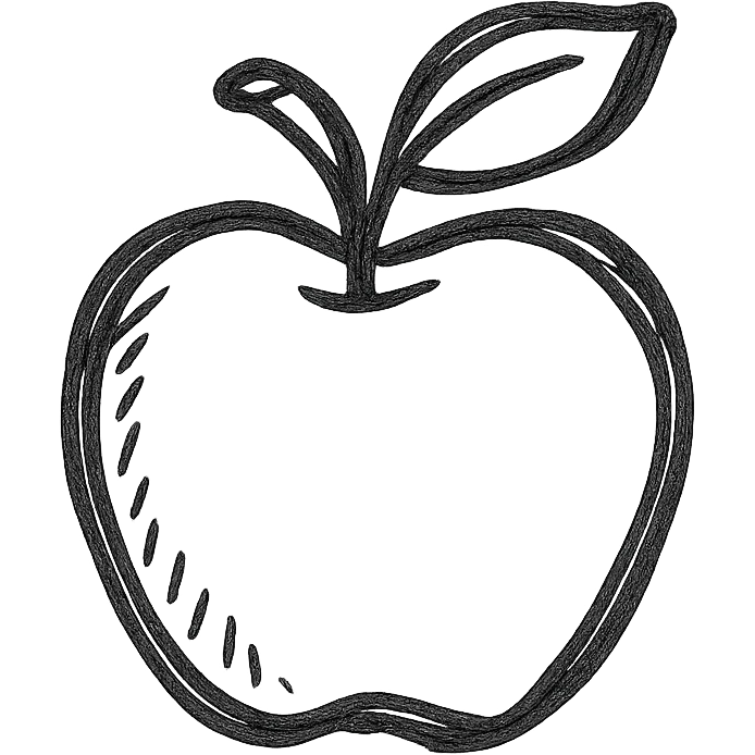 hand-drawn black outline of an apple, minimalistic, no fill emoji