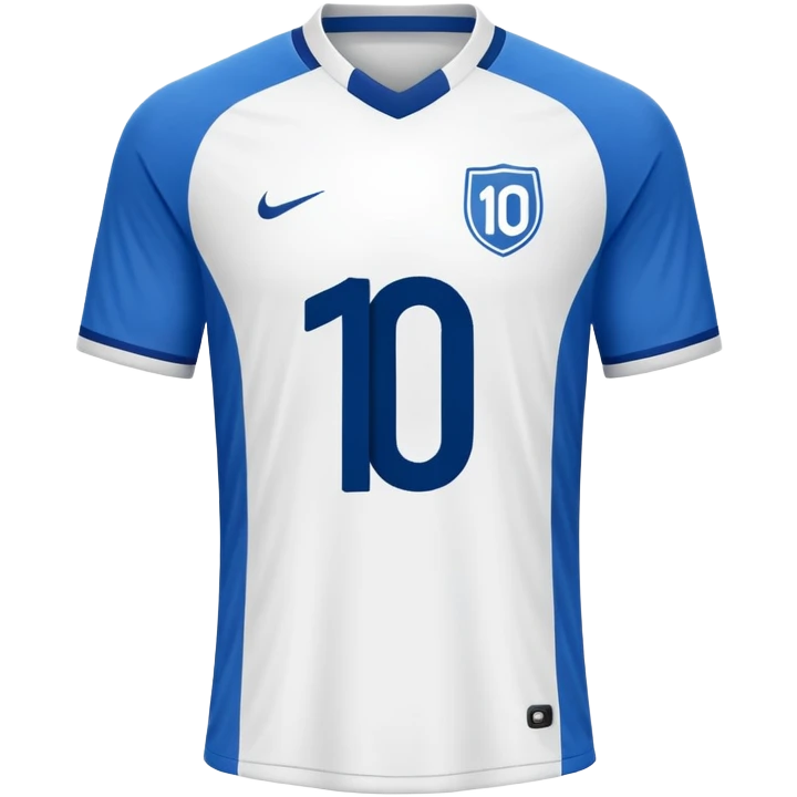 Blue soccer jersey with white details, number 10 on the back emoji