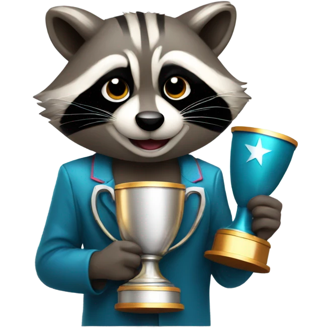 raccoon with first place  emoji