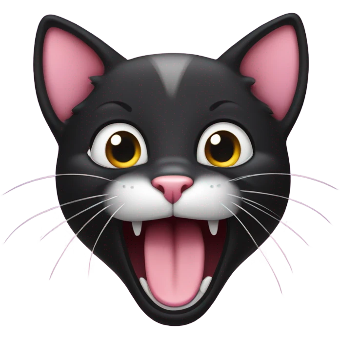 cute black cat yawning emoji
