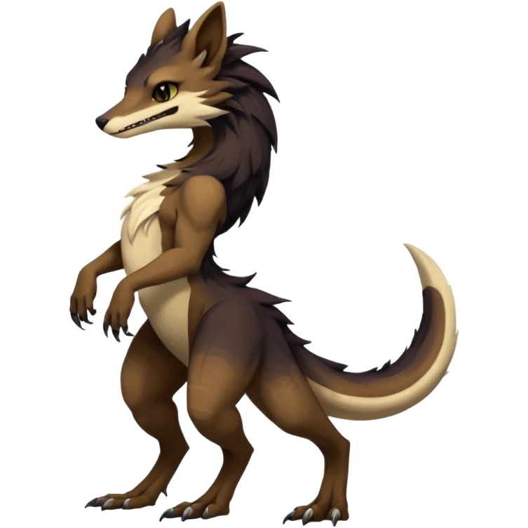 Brown and beige badass elegant wild beautiful natural cute badass epic exotic anthro modern furry 2-legged sergal-vernid-creature, full body, dark-brown-black-gradient pretty hair, with a long tufted tail, aesthetic, art by LiLaiRa, art by art by Falvie emoji