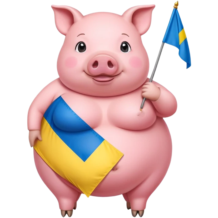 Толстая свинья с женской грудью и флагом украины emoji
