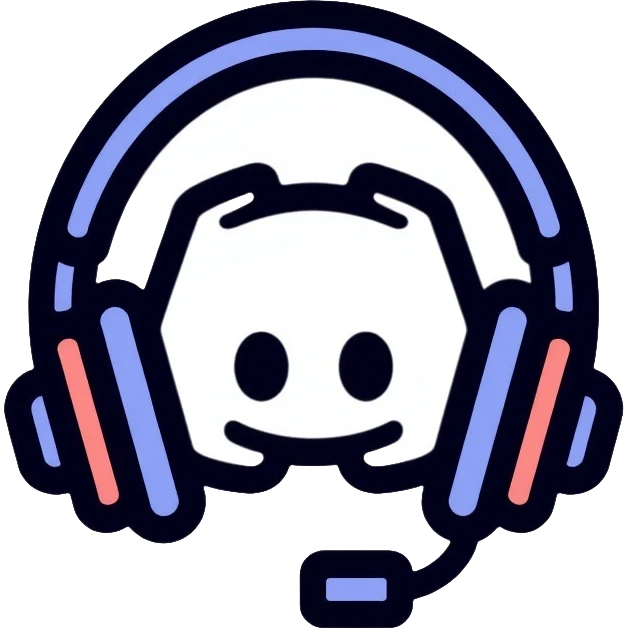 Discord logo with headphones, gaming communication app emoji