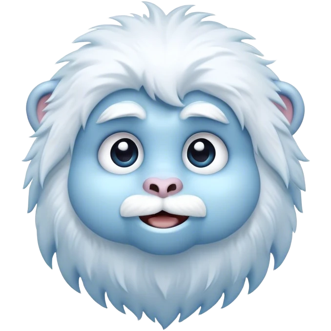 Cinematic Cute Yeti Portrait Emoji, with a charming, small, fluffy form in soft snowy whites and cool blues, featuring big, innocent eyes and a shy, gentle smile, simplified yet irresistibly endearing, highly detailed with a soft glowing outline that captures the whimsical charm of a friendly yeti ready for a cuddle! emoji