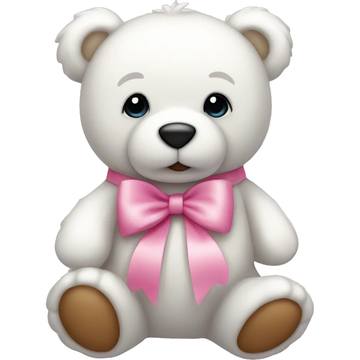 white teddy bear with pink bow emoji
