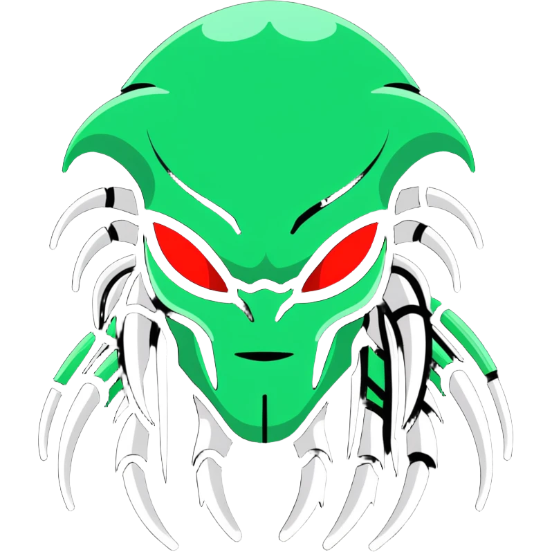 Predator alien with mandibles and dreadlocks emoji