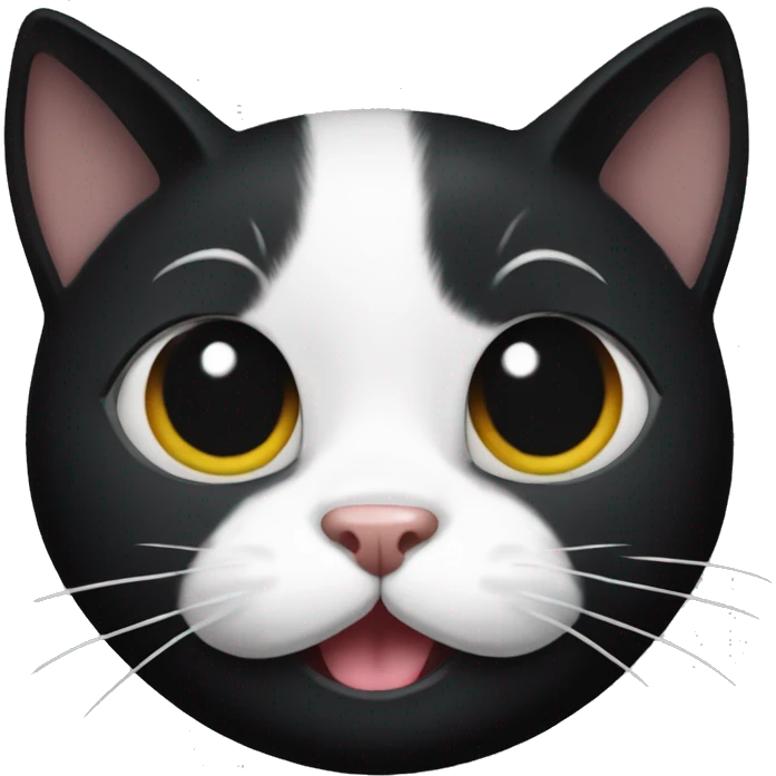 black cat white white mouth being cute emoji