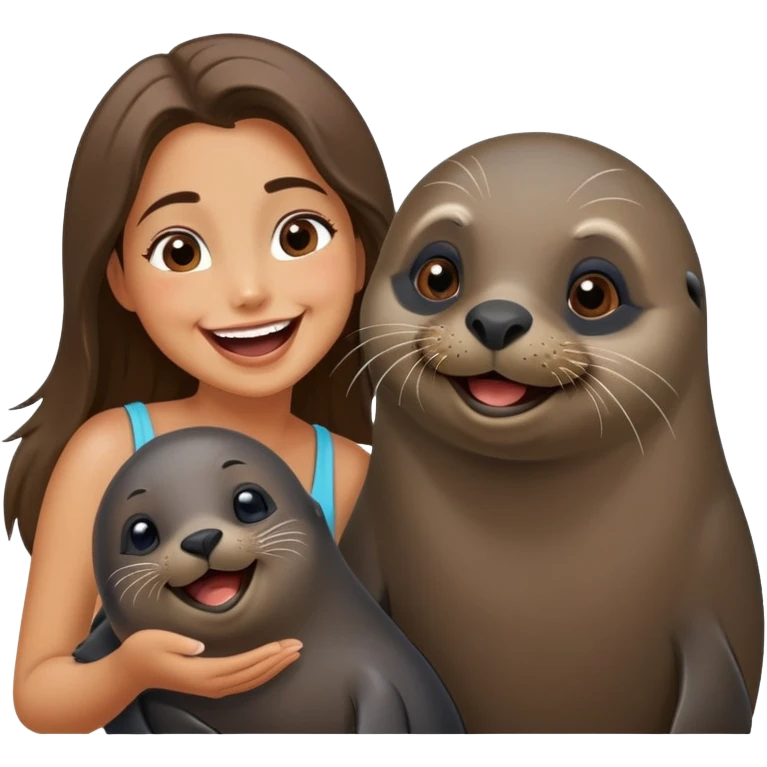 funny fur seal with girl and boyfriend couple emoji
