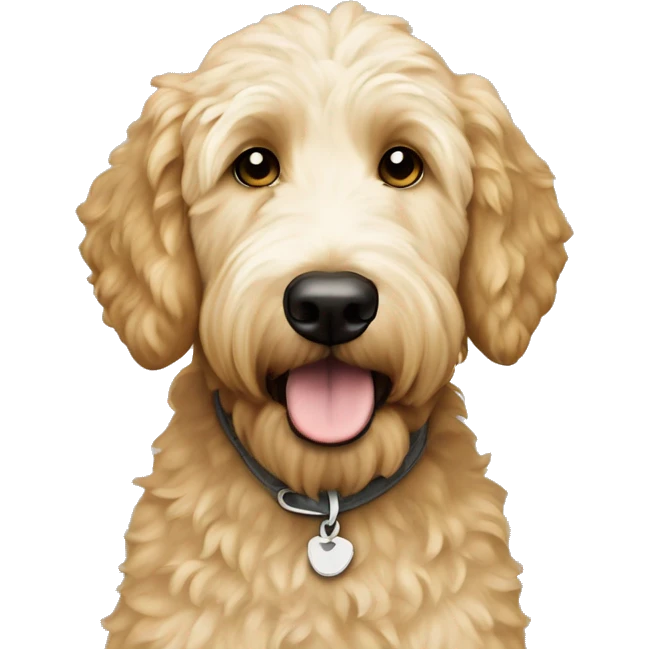 Golden doodle with white emoji