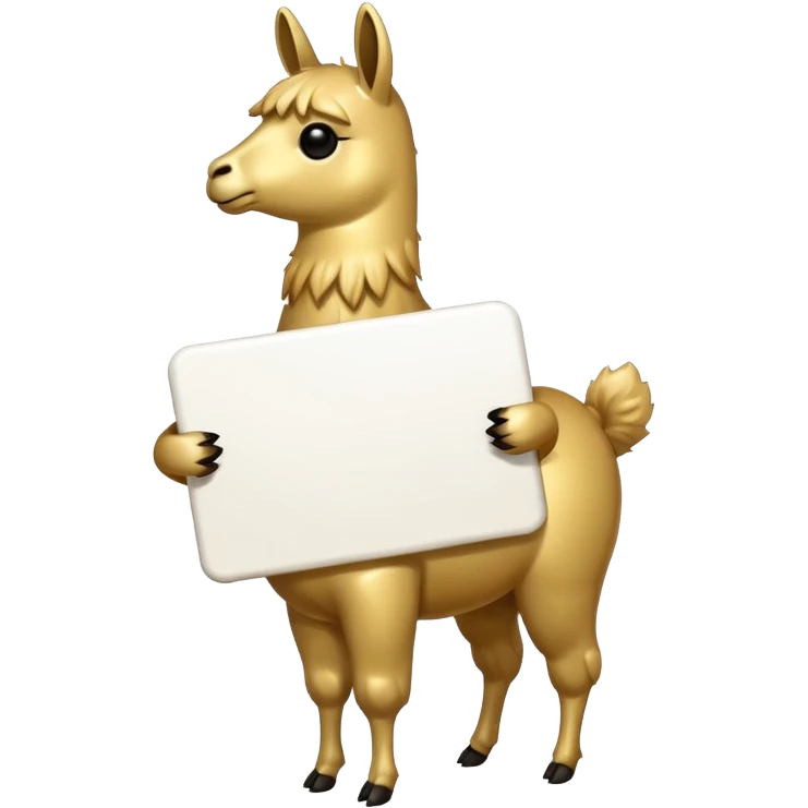 A small golden llama silhouette with a white sign emoji