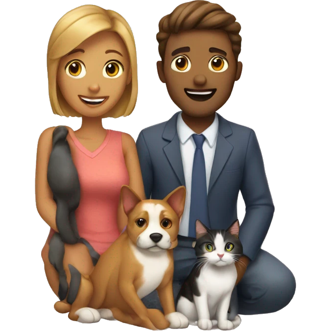 Couple with dog and cat emoji
