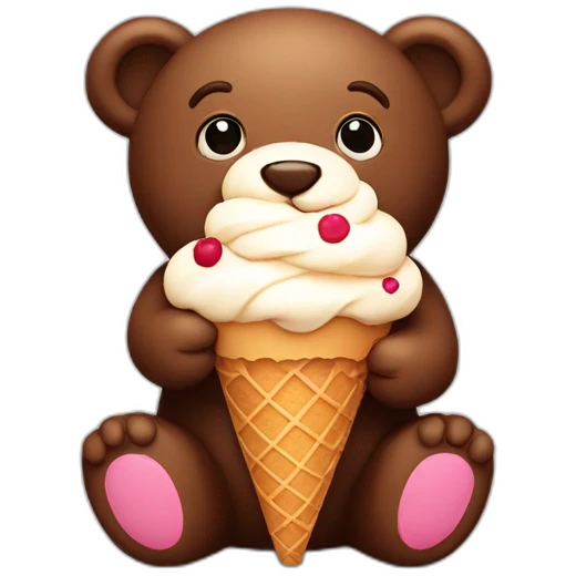 Teddy with ice cream emoji
