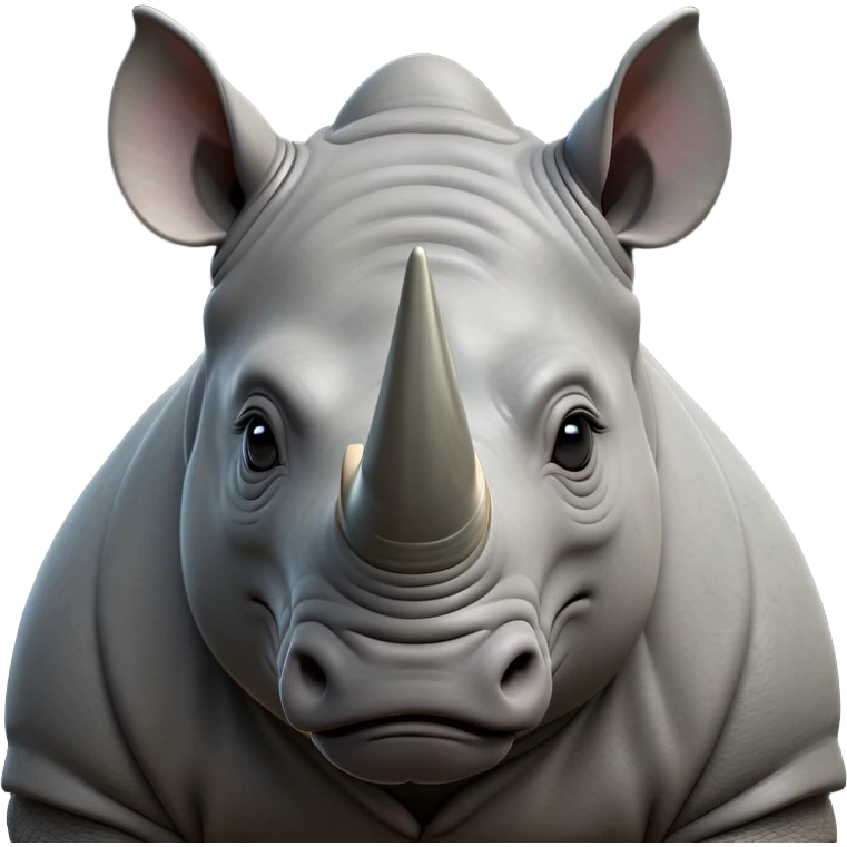 cinematic-noble-rhinoceros-portrait-emoji,-poised,-with-a-massive,-powerful-build-and-a-thick,-hide-of-slate-gray,-deep-set-soulful-piercing-eyes,-simplified-yet-sharp-and-sophisticated-features,-highly-detailed, with large black eyes, szoomed out showing houlders emoji