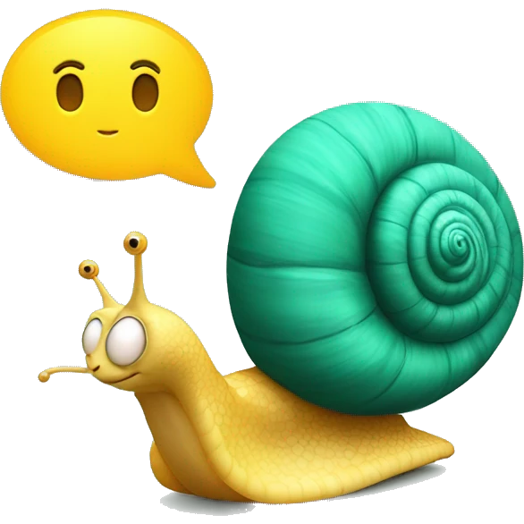 snail with a message box "good idea" in yellow background emoji