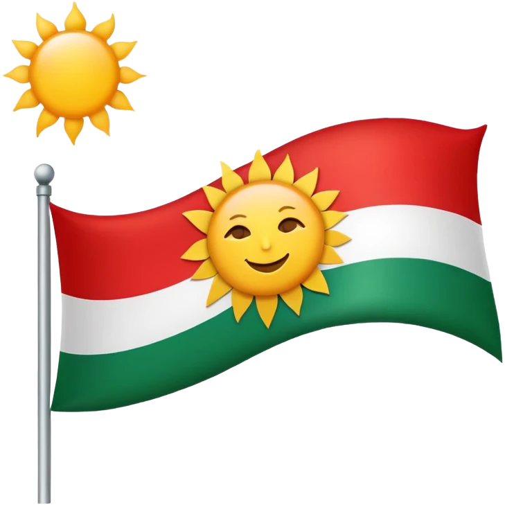 Creat a flag emoji with red on the top and white in the middle then green in the bottom with a sun in the middle of the flag  emoji