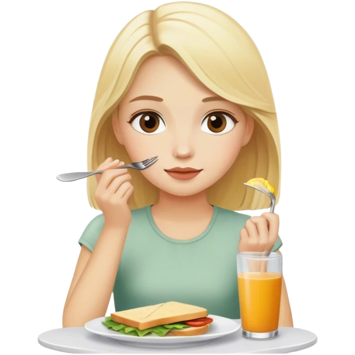 blonde girl having lunch emoji