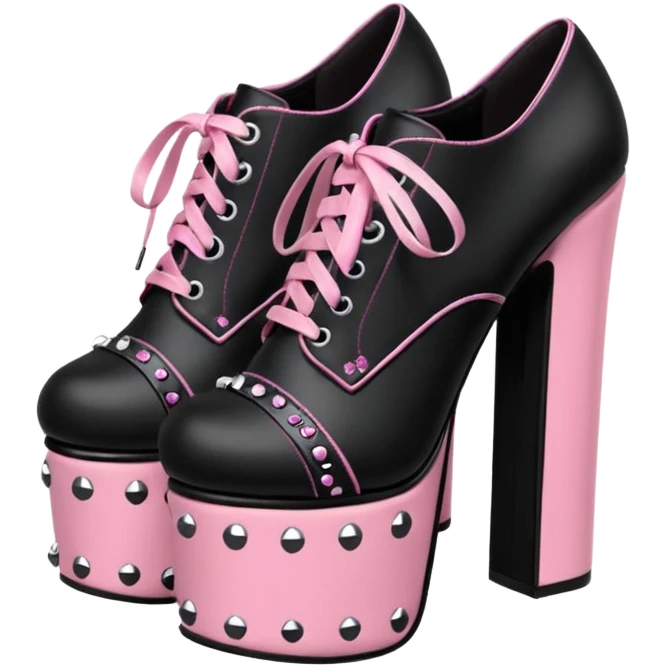 BLACKPINK-inspired gothic shoes, no hearts, black and pink, cute  emoji