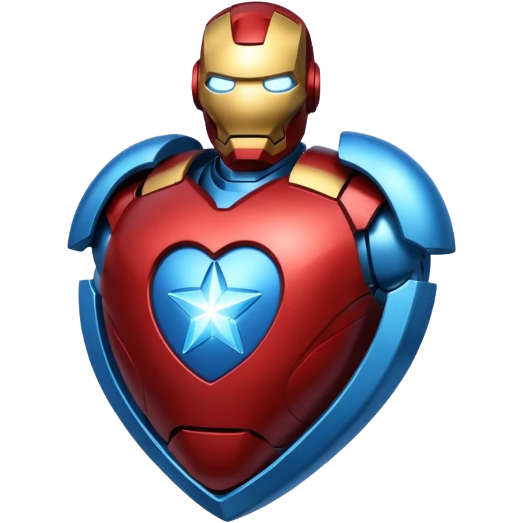 A red Iron Man heart with a glowing blue star in the center emoji