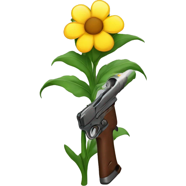 A flower holding a gun emoji