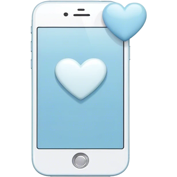 pastel blue cell phone with white heart emoji