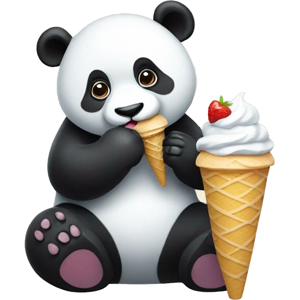 Panda eating ice cream emoji