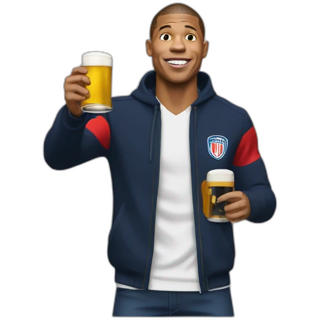 mbappe qui boit une biere emoji
